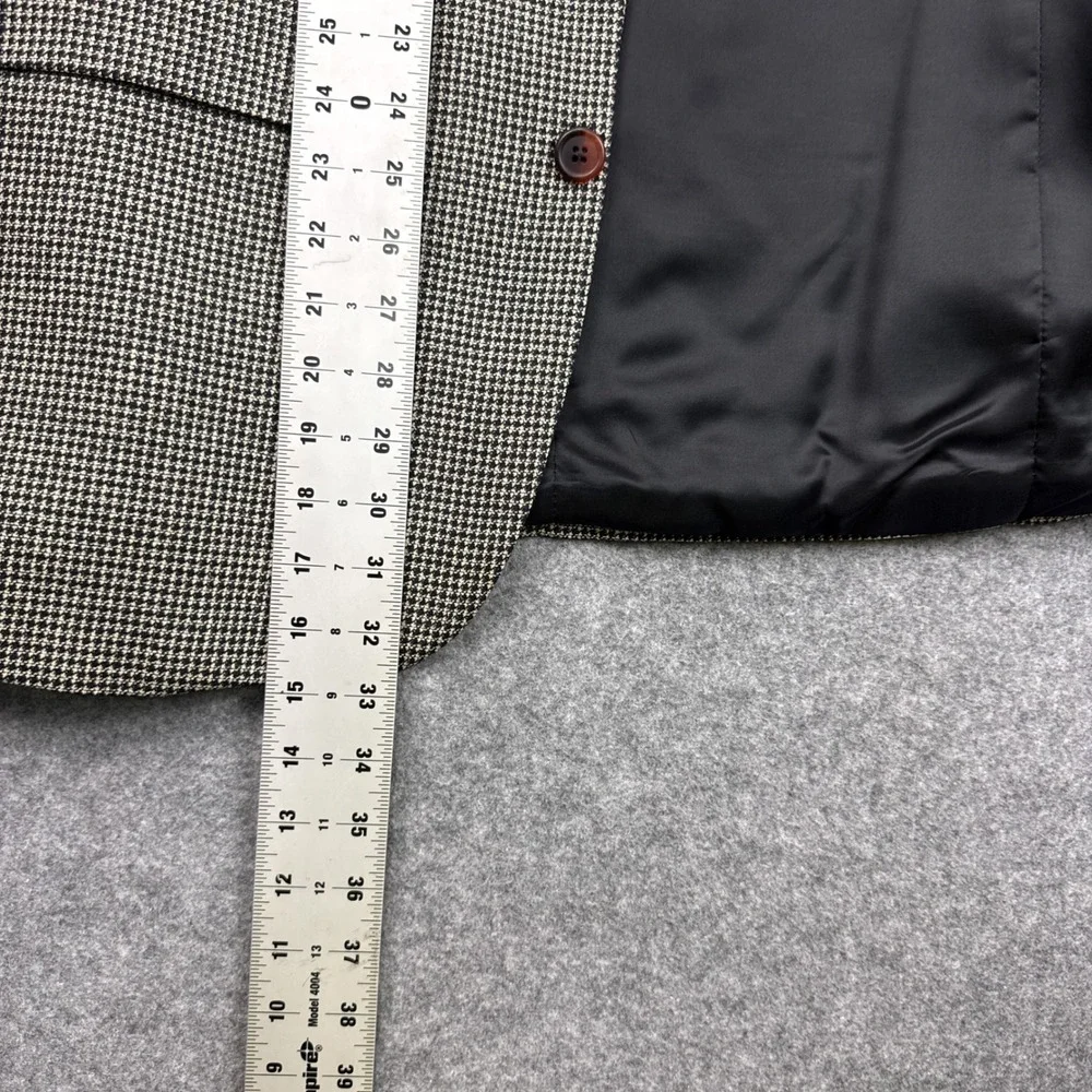 Ralph Lauren Blue Label Mens 40R‎ Silk Wool Houndstooth Blazer Sport Coat Tan